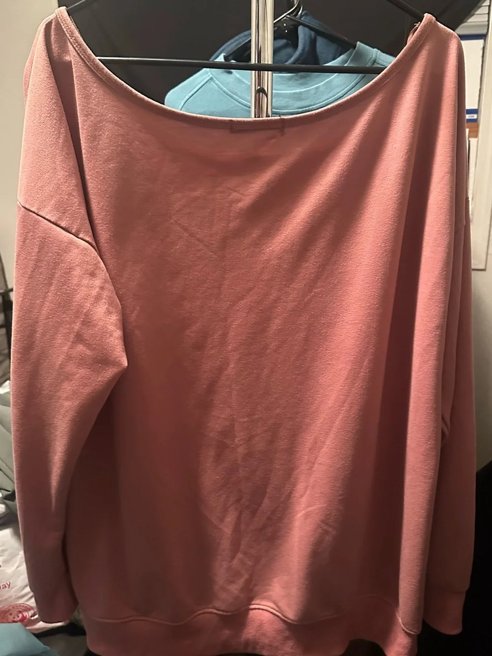 Women's Off-Shoulder Long Sleeve Top - Dusty Rose